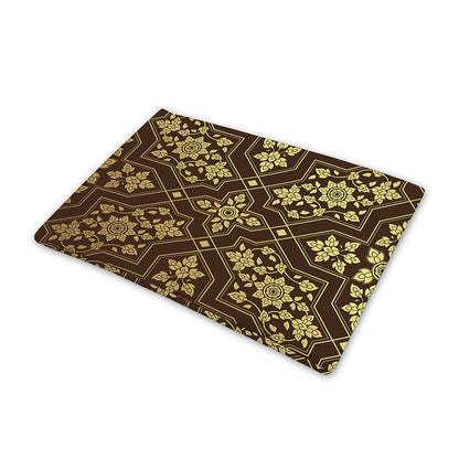 Gold And Brown Thai Pattern Print Pet Cooling Mat Cover