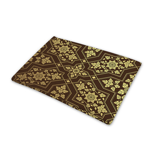 Gold And Brown Thai Pattern Print Pet Cooling Mat Cover