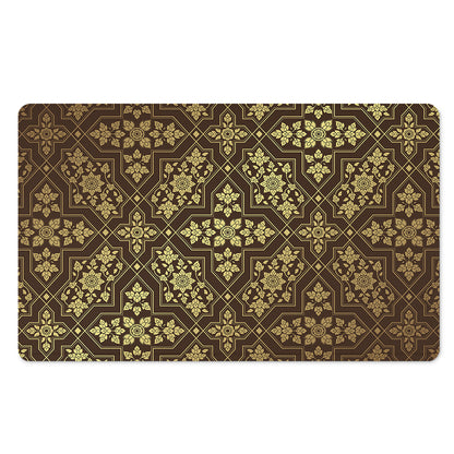 Gold And Brown Thai Pattern Print Polyester Doormat