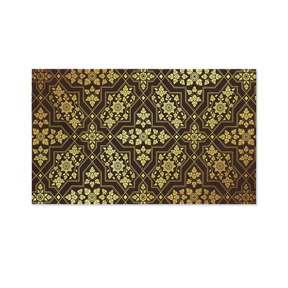 Gold And Brown Thai Pattern Print Polyester Flag