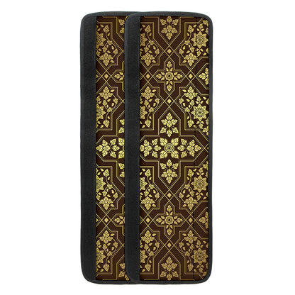 Gold And Brown Thai Pattern Print Refrigerator Handle Covers