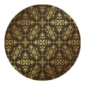 Gold And Brown Thai Pattern Print Round Blanket