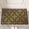 Gold And Brown Thai Pattern Print Rubber Doormat