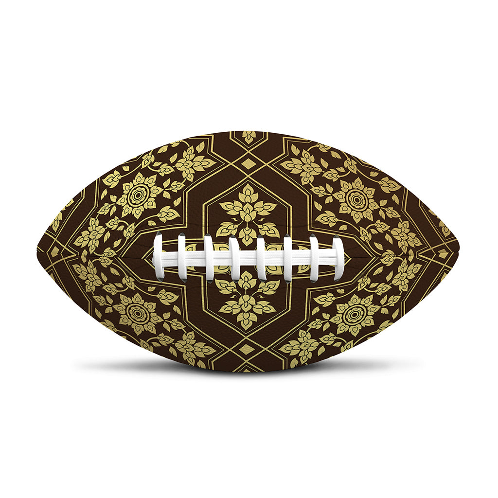 Gold And Brown Thai Pattern Print Rugby Ball