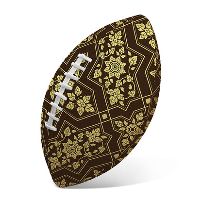 Gold And Brown Thai Pattern Print Rugby Ball