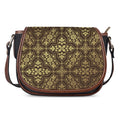 Gold And Brown Thai Pattern Print Saddle Bag