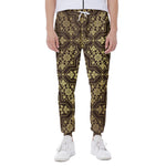 Gold And Brown Thai Pattern Print Scuba Joggers