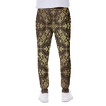 Gold And Brown Thai Pattern Print Scuba Joggers