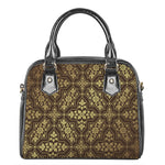 Gold And Brown Thai Pattern Print Shoulder Handbag