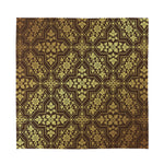 Gold And Brown Thai Pattern Print Silk Bandana