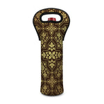 Gold And Brown Thai Pattern Print Single Neoprene Wine Tote