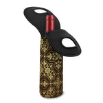 Gold And Brown Thai Pattern Print Single Neoprene Wine Tote