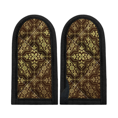 Gold And Brown Thai Pattern Print Skillet Handle Cover