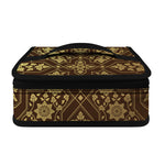 Gold And Brown Thai Pattern Print Small Lunch Bag