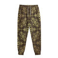 Gold And Brown Thai Pattern Print Sweatpants