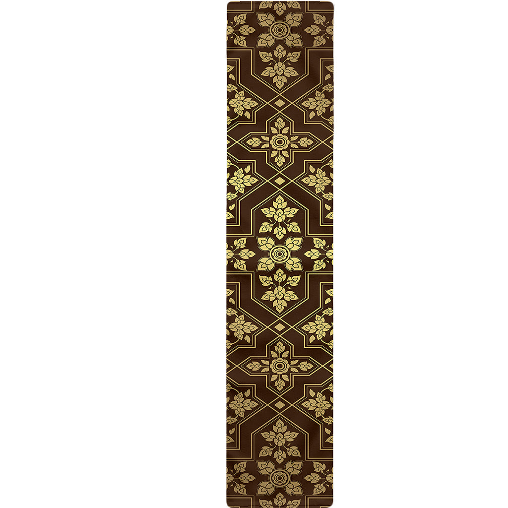 Gold And Brown Thai Pattern Print Table Runner