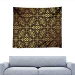 Gold And Brown Thai Pattern Print Tapestry