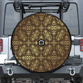 Gold And Brown Thai Pattern Print Tire Cover With Camera Hole