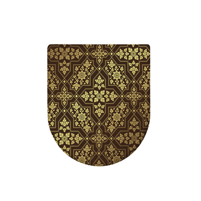 Gold And Brown Thai Pattern Print Toilet Lid Cover