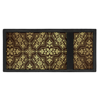 Gold And Brown Thai Pattern Print Trifold Wallet