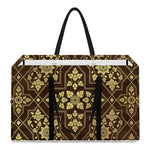 Gold And Brown Thai Pattern Print Utility Tote Bag