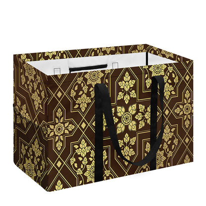 Gold And Brown Thai Pattern Print Utility Tote Bag