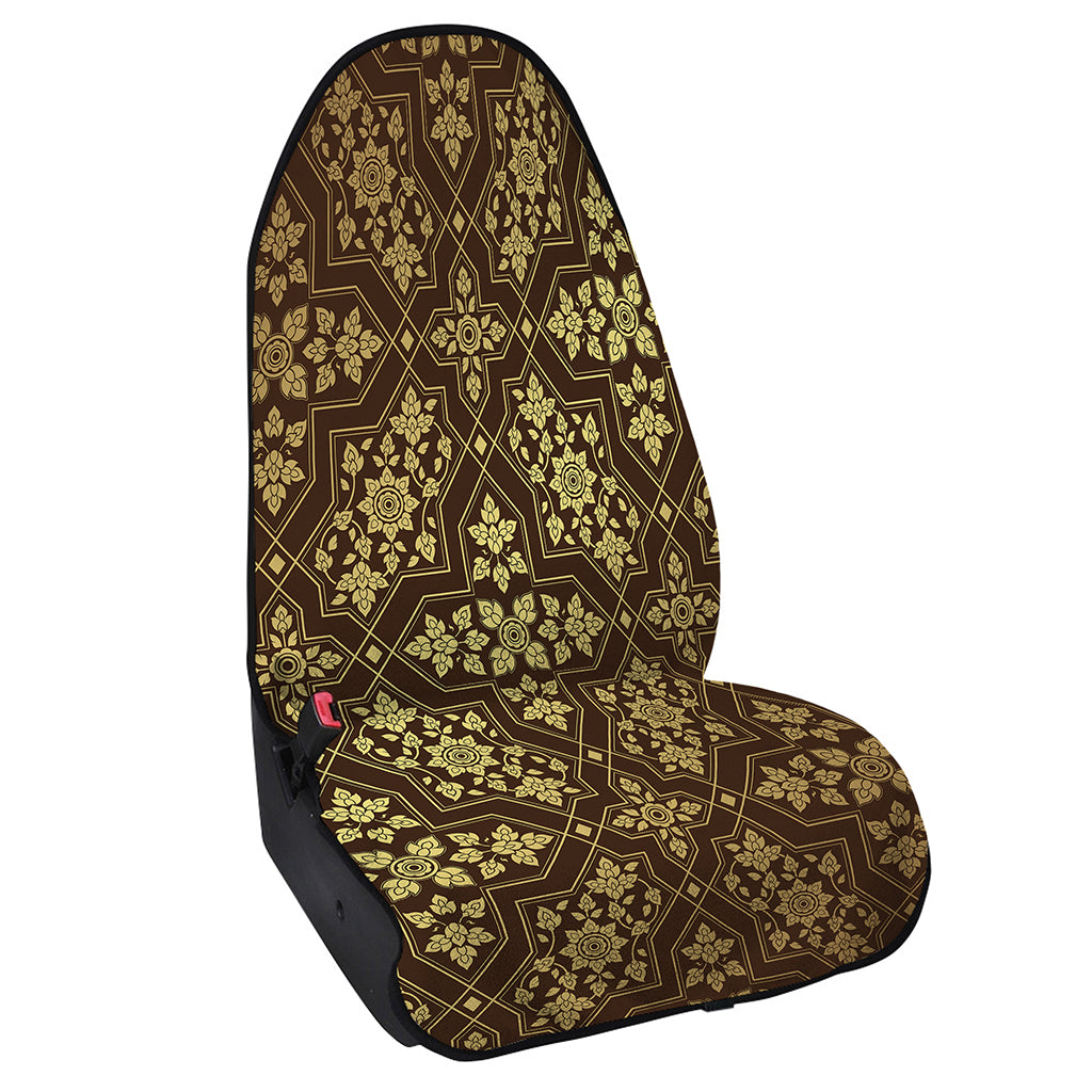 Gold And Brown Thai Pattern Print Waterproof Car Seat Cover