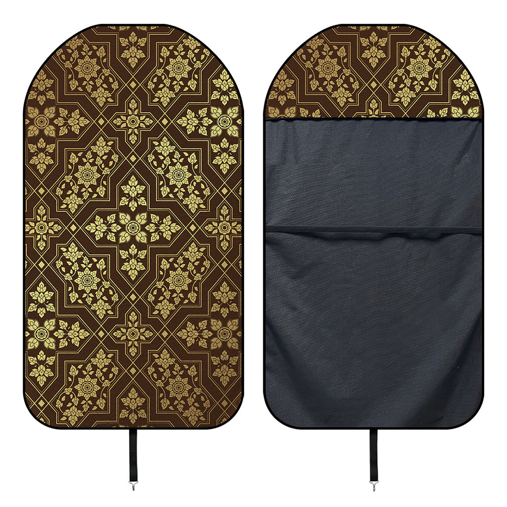 Gold And Brown Thai Pattern Print Waterproof Car Seat Cover