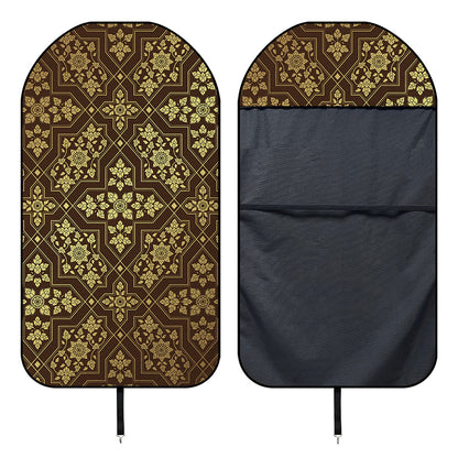 Gold And Brown Thai Pattern Print Waterproof Car Seat Cover