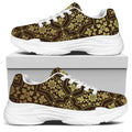 Gold And Brown Thai Pattern Print White Chunky Shoes