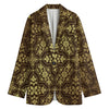 Gold And Brown Thai Pattern Print Women's Cotton Blazer