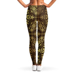 Gold And Brown Thai Pattern Print Women's Leggings