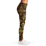 Gold And Brown Thai Pattern Print Women's Leggings