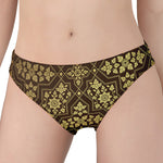 Gold And Brown Thai Pattern Print Women's Panties