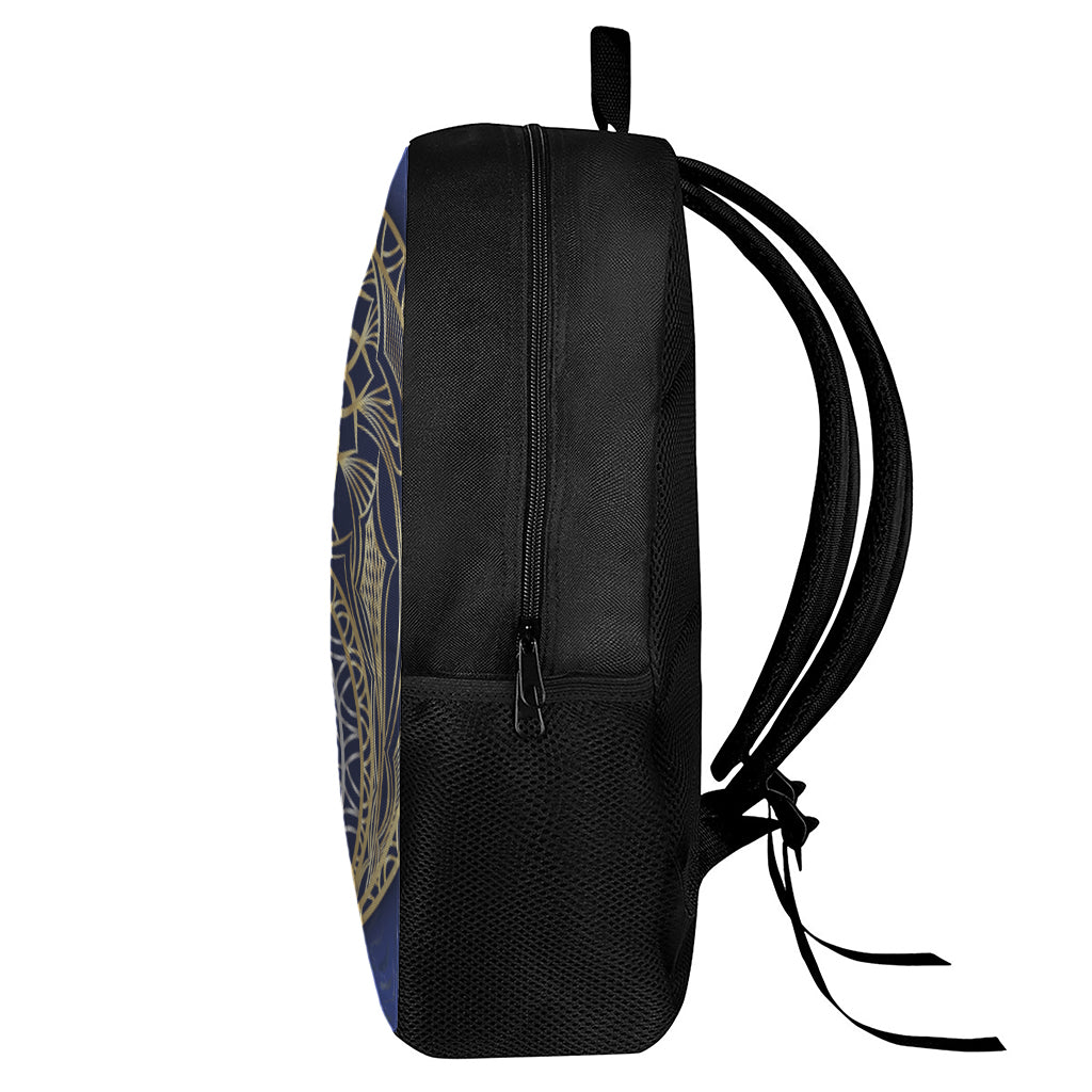 Gold And Grey Yin Yang Flower Print 17 Inch Backpack