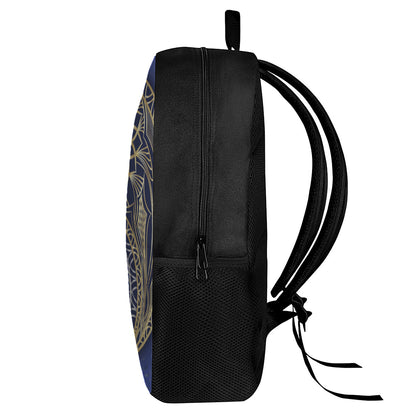 Gold And Grey Yin Yang Flower Print 17 Inch Backpack