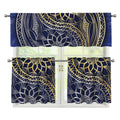 Gold And Grey Yin Yang Flower Print 3 Piece Kitchen Curtains