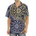Gold And Grey Yin Yang Flower Print Aloha Shirt