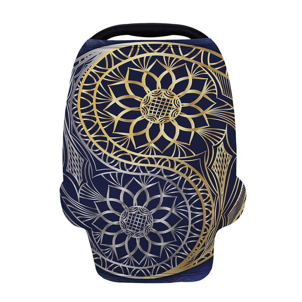 Gold And Grey Yin Yang Flower Print Baby Seat Cover