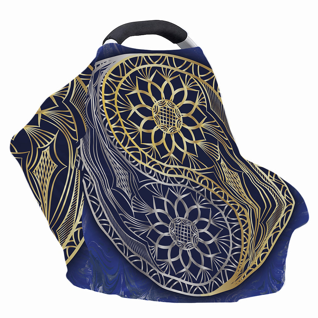 Gold And Grey Yin Yang Flower Print Baby Seat Cover
