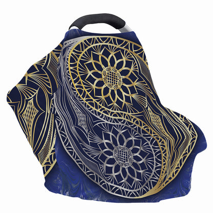 Gold And Grey Yin Yang Flower Print Baby Seat Cover