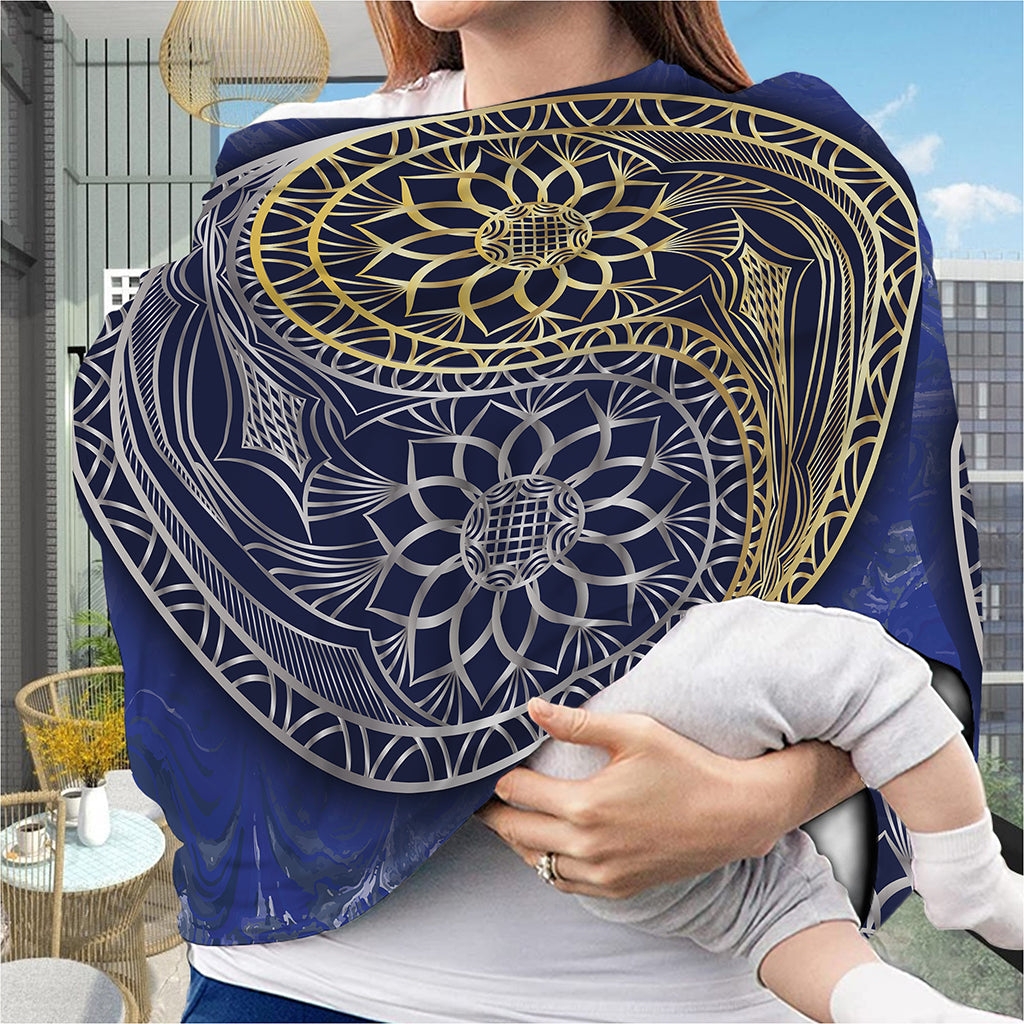 Gold And Grey Yin Yang Flower Print Baby Seat Cover
