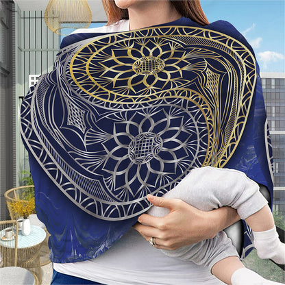 Gold And Grey Yin Yang Flower Print Baby Seat Cover