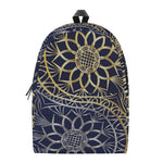 Gold And Grey Yin Yang Flower Print Backpack