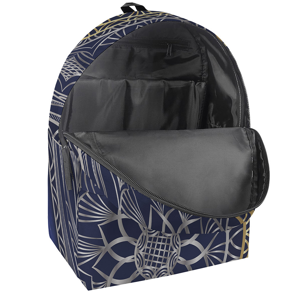 Gold And Grey Yin Yang Flower Print Backpack