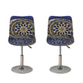 Gold And Grey Yin Yang Flower Print Bar Stool Covers