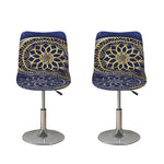 Gold And Grey Yin Yang Flower Print Bar Stool Covers