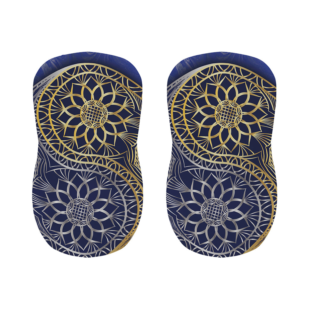 Gold And Grey Yin Yang Flower Print Bar Stool Covers