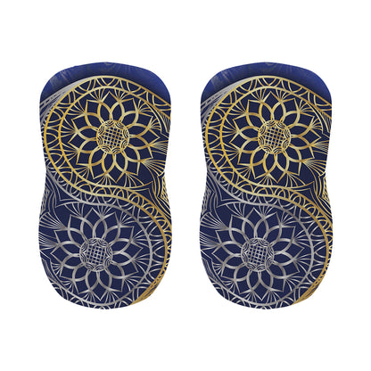Gold And Grey Yin Yang Flower Print Bar Stool Covers