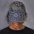 Gold And Grey Yin Yang Flower Print Baseball Cap